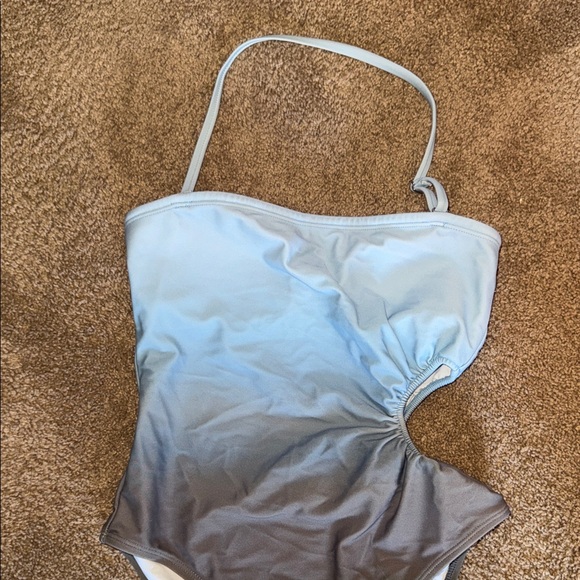 Women's 4 Small DKNY Blue Gray Ombre Swimsuit Cutout One Piece GUC - Picture 4 of 8